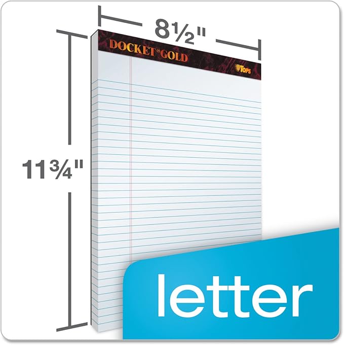 TOPS Legal Pads, 12 Pack, Premium Docket Gold Note Pad Bulk Pack, 50 Legal - Image 3