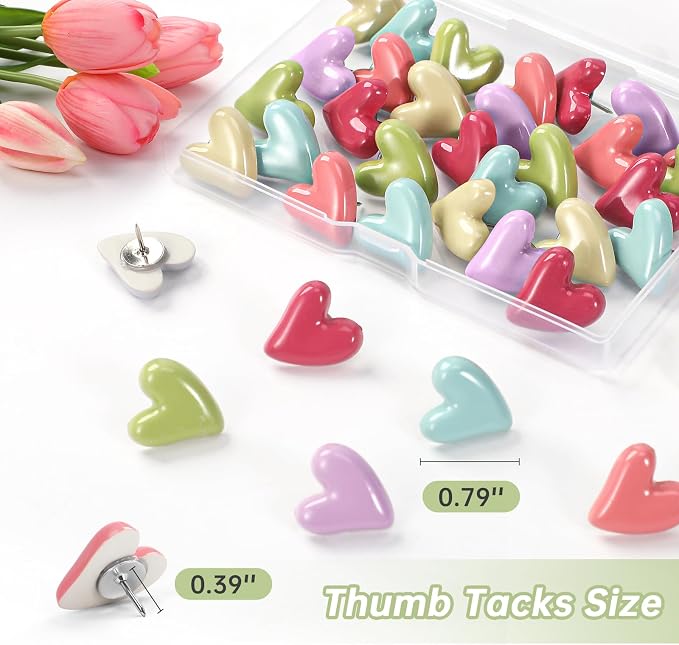 36 Pieces Push Pins Cute, 6 Colors Decorative Pushpins, Thumb Tacks - Image 2