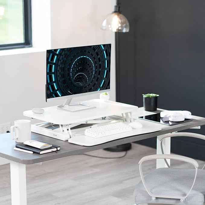 VIVO 26 inch Desk Converter, K Series, Height Adjustable Sit to Stand Riser - Image 8