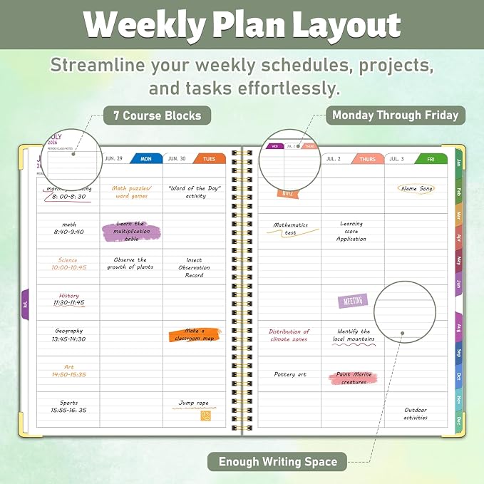 Teacher Planner 2026-2027, Jul 2026-Jun 2027 Academic Year, 8.5" x 11" Lesson - Image 5
