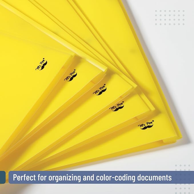 Mr. Pen- Plastic Folders with Pockets and Prongs, 48 Pack, Letter Size | Yellow - Image 6