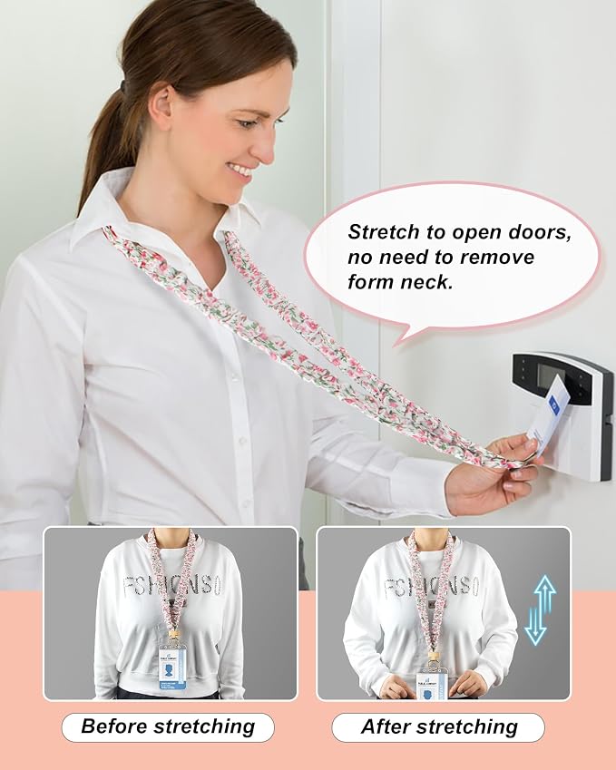 Scrunchie Lanyard for ID Badge Holder, Cute Teacher Lanyard for Women - Image 3