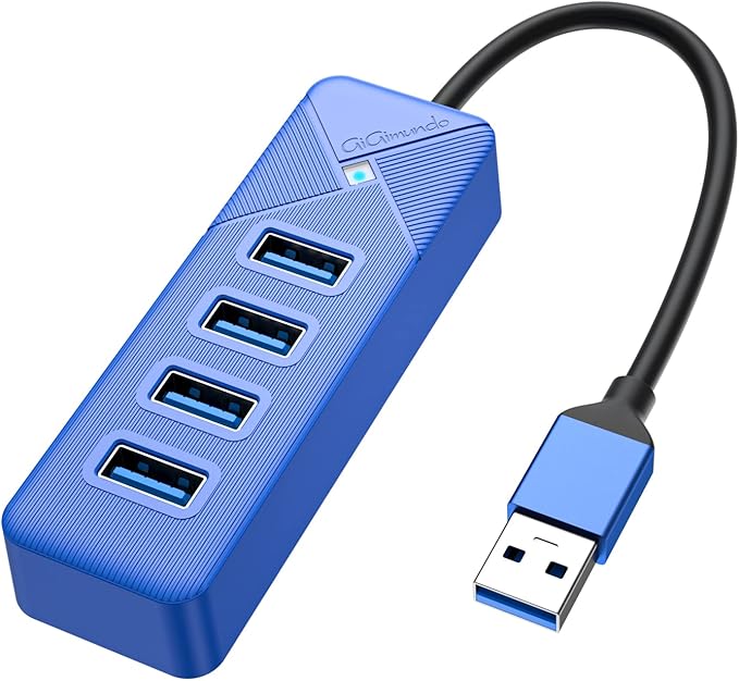 4 Port USB 3.0 Hub, 5Gbps Multi Ports USB Splitter USB Expander for Laptop, Computer, PC, PS4, Xbox, Printer, Keyboard, Mouse, Compatible with Windows, Mac OS, Linux (Blue, 15cm)-DeskLoop Office