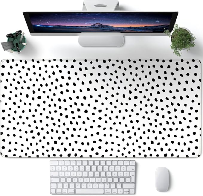 Boho Desk Mat, Polka Dot Large Mouse Pad Desk Pad Boho Desk Accessories by CYZFF
