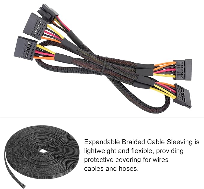 25ft PET Expandable Wire Loom 1/4 Inch, PET Braided Wire Sleeving Cable - Image 5
