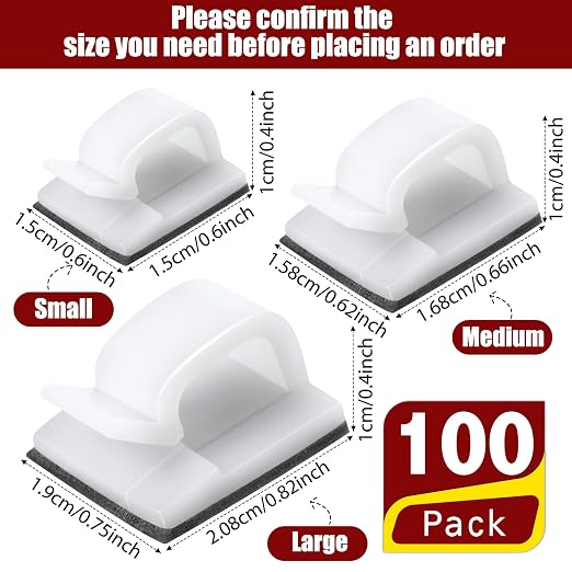 Blulu 100 Pcs Adhesive Cable Clips Bulk Wire Holder - Image 2