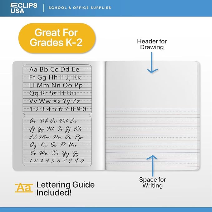 E-CLIPS USA Primary Composition Notebook K-2 Primary Ruled Composition Book - Image 4