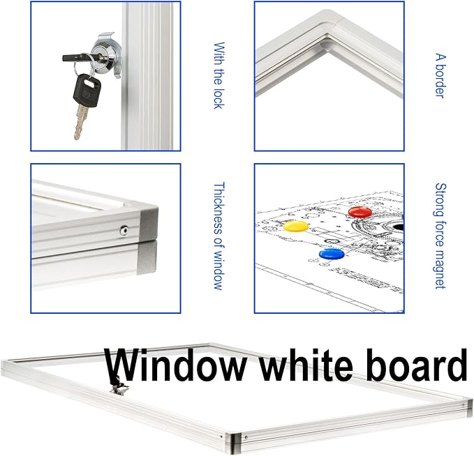 BIBOC 36x24 Inches Lockable Bulletin Boards White Board Frame Enclosed Display - Image 2