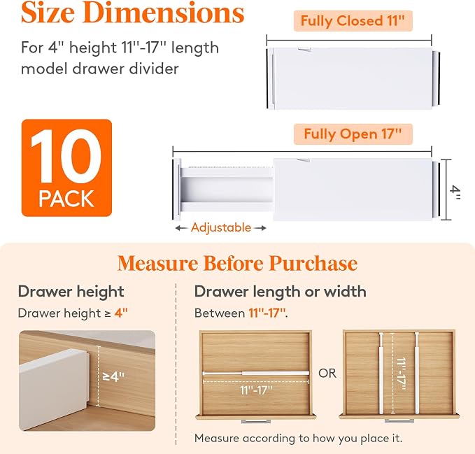 Lifewit 10 Pack Upgrade Drawer Dividers - Image 2