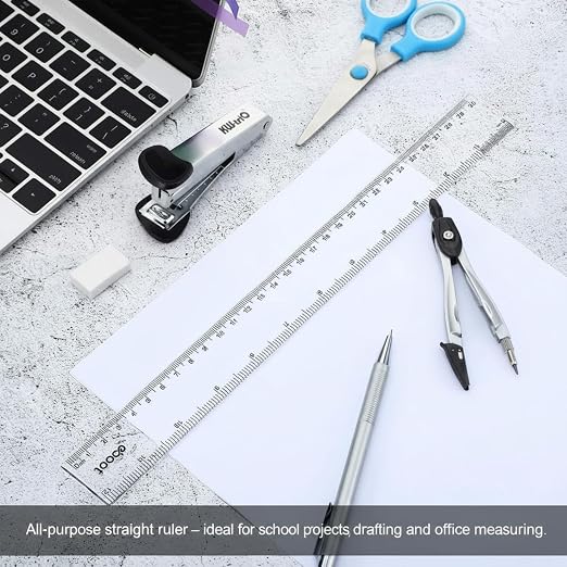 EBOOT 2 Pack Plastic Ruler Straight Ruler Plastic Measuring Tool - Image 5
