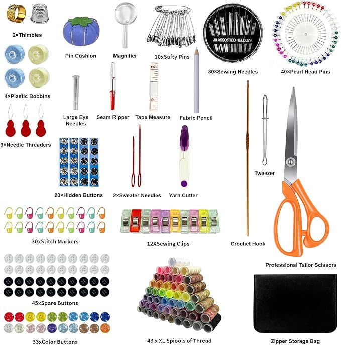 GABTRUK 304PCS Adult Sewing Kit, 43 Colors Thread & Ergonomic Scissors - Image 2