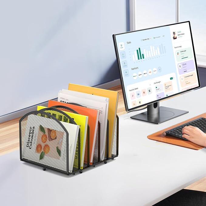 MINDEPOT Desk File Organizer 5 Sections Desktop Organizer File Mail Sorter - Image 7