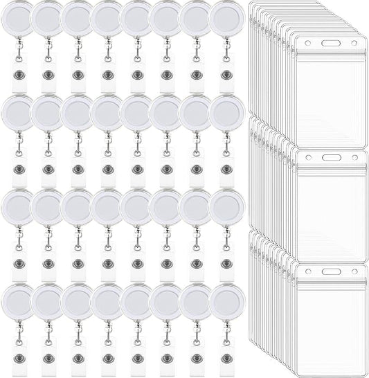 100 Pack Retractable Badge Reel Clips by Beieverluck