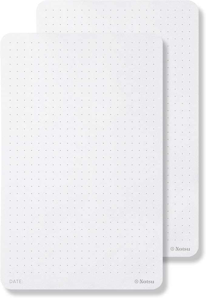Notsu Dot Grid Small Desk Notepad 2 Pack | Minimalist Dotted Memo Note Pads by Notsu