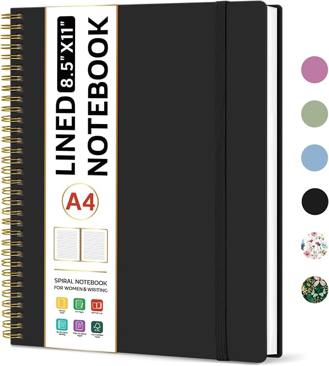 Taja Spiral Lined Notebook, 8.5"x11" Notebooks by Taja