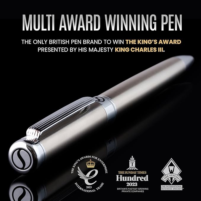 Scriveiner Stainless Steel Ballpoint Pen - Stunning Luxury Pen with Stainless Steel Finish, Schmidt Black Refill, Best Ball Pen Gift Set for Men & Women, Professional, Executive, Office, Nice Pens-DeskLoop Office