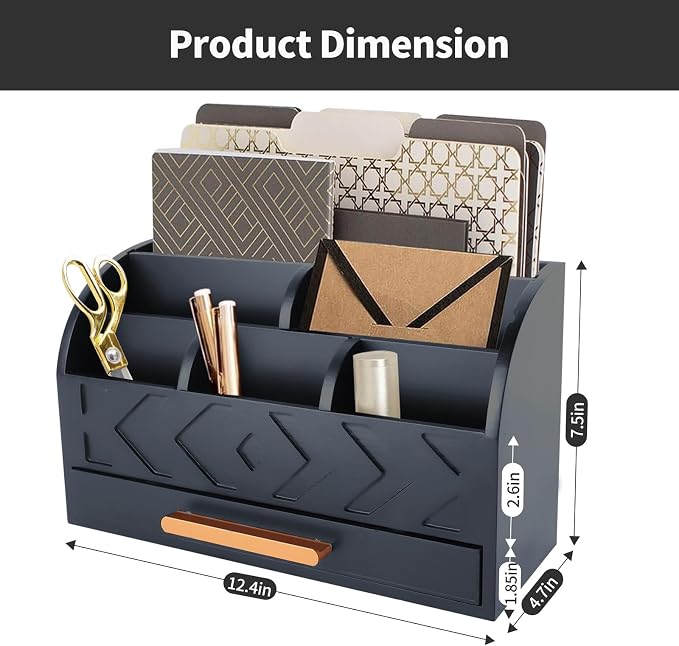 ZALIOJI Wooden Desk Organizer Mail Organizer Countertop, Desktop Organizer Mail - Image 6
