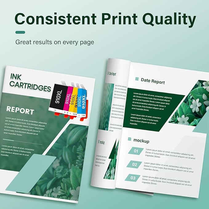 910XL 910 8015e Ink Cartridges Combo Pack Replacement for HP Printers 8025e 910 XL 910XL Black and Color 910XL/910 Multipack for OfficeJet Pro 8015e 8025e 8028e 8020 8035e 8034e 8020e 8025 8010 8028-DeskLoop Office