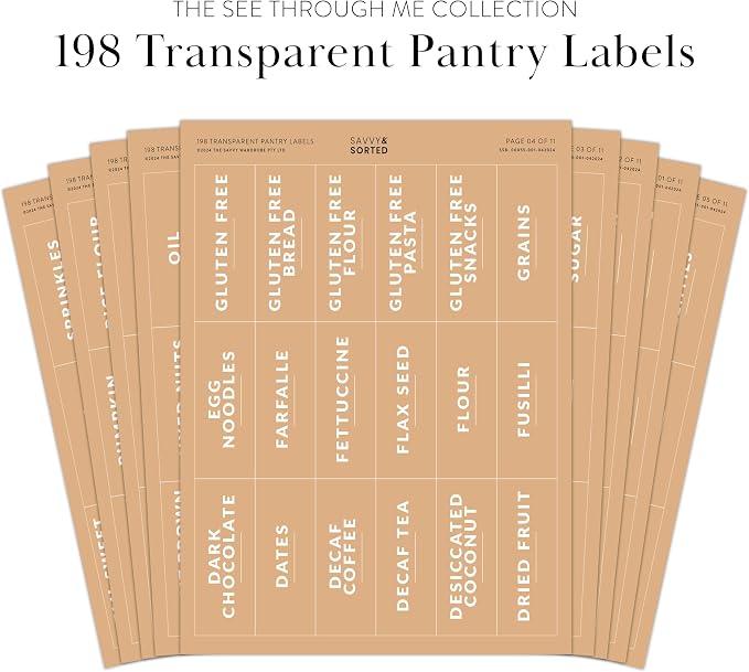 SAVVY & SORTED Pantry Labels for Food Containers, 198 Modern Font Kitchen - Image 3