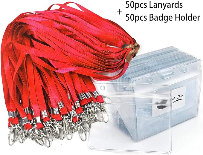 Lanyard with ID Holder 50 Pcs Waterproof Name Tag Badge ID Card Holders ID Pass - Image 6