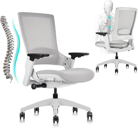 CLATINA Office Chair Swivel Executive Chair, Adjustable Ergonomic Computer Chair with 3D Armrest and Lumbar Support, Mesh Backrest Task Chair for Home Office Conference Room Studio, 2 Pack-DeskLoop Office