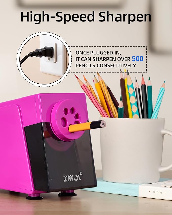 ZMOL Heavy Duty Electric Pencil Sharpener, 6-Hole Classroom Pencil Sharpener - Image 3