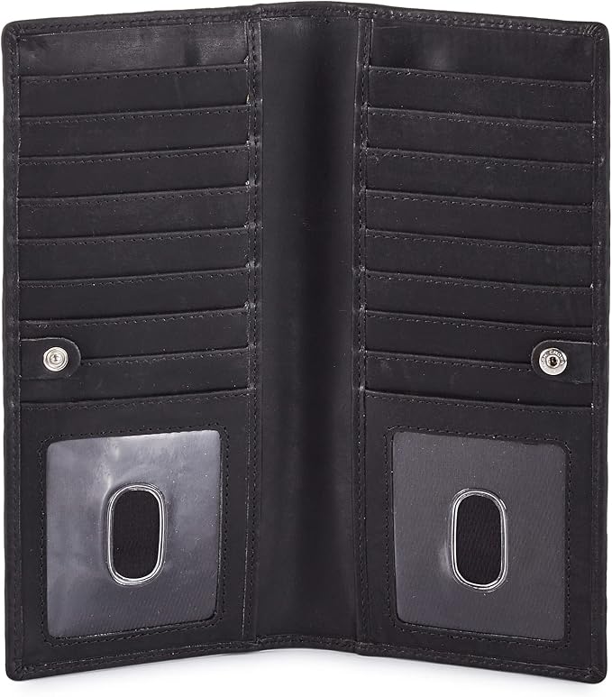 Long Wallet for Men Women Real Leather Bifold RFID Stylish Slim Handmade 2 ID by WiseOwlAccessories
