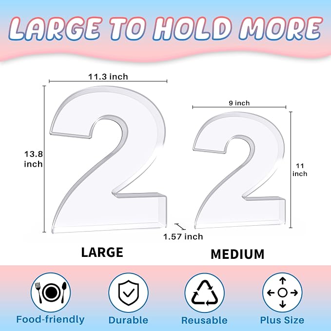 13.8" Extra Large Acrylic Number Charcuterie Board Box, Reusable Fillable - Image 2