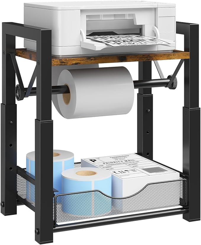 Label Holder for Rolls and Fan-Fold Labels, Modern Metal Desktop Thermal Label by KOKSTOP