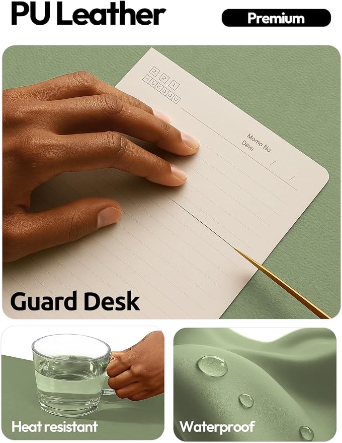 YSAGi Leather Desk Pad Protector, Office Desk Mat, Large Mouse Pad, Non-Slip PU - Image 4