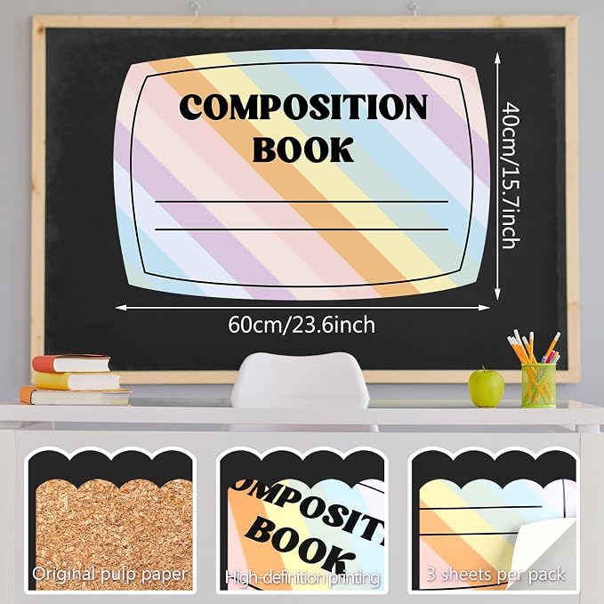 Fuutreo 3 Pcs Composition Book Bulletin Board Paper Composition Notebook - Image 2