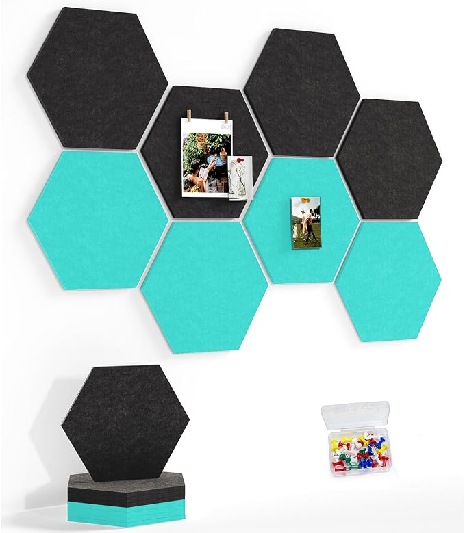 8 Pack Hexagon Felt Bulletin Board Tiles by Uoisaiko