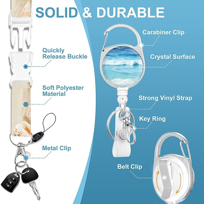 Badge Lanyard and ID Badge Holder, Retractable Badge Reels - Image 3