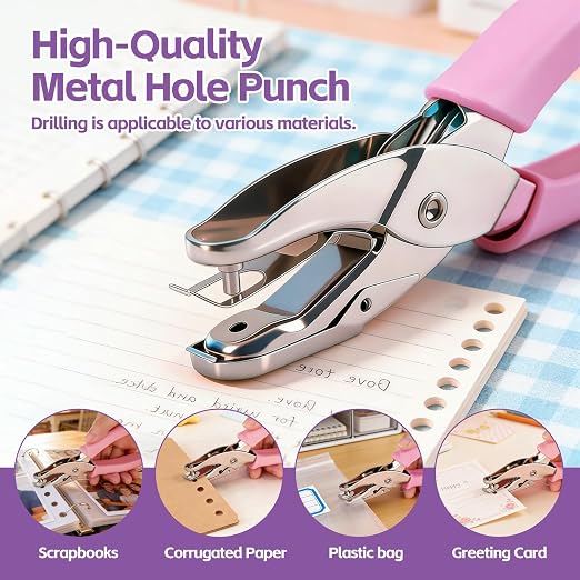 2 Pack Single Hole Punch, 1/4" & 1/8" Hole Puncher, Small One Hole Punch - Image 3