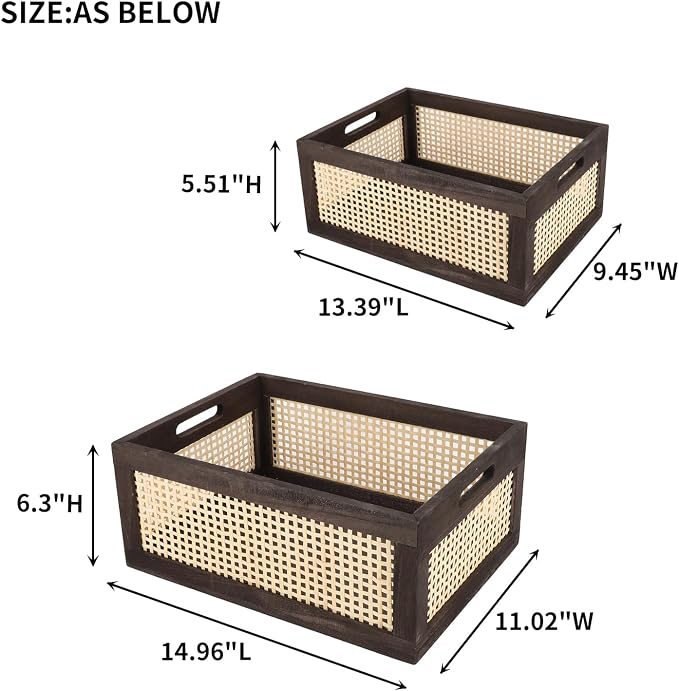 Desktop Storage Basket, Sundry Office Drawer Storage Box, Wood Frame Storage - Image 2