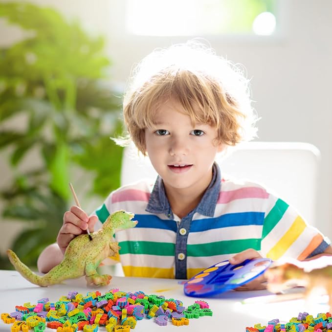 200 Pieces Mini Dinosaur Erasers Bulk Small Pencil Erasers Latex-Free Soft Erasers Pencil Erasers for for Classroom Homework Rewards, Party Favors, Gift Filling-DeskLoop Office