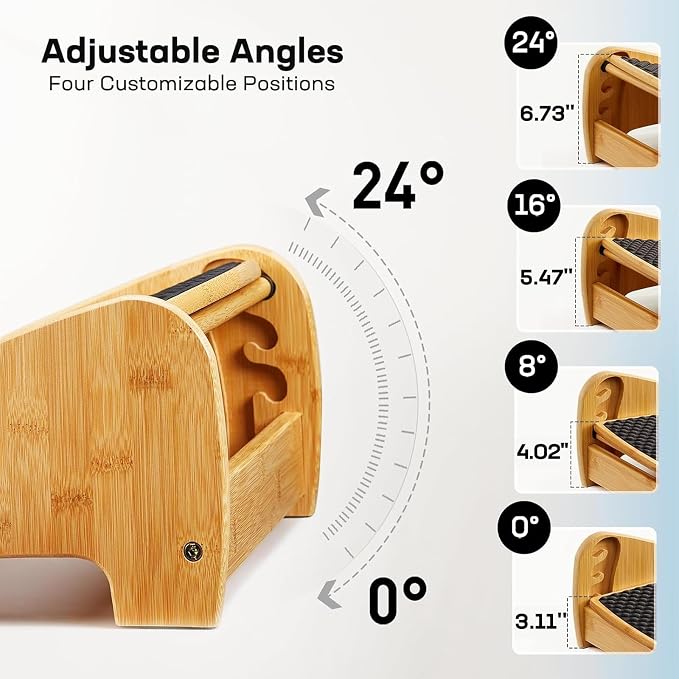 HUANUO Bamboo Under Desk Footrest, Ergonomic Foot Rest - Image 3
