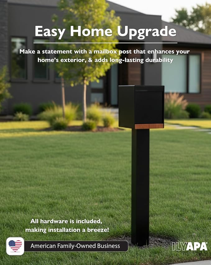 Ilyapa Black Metal Mailbox Post - Image 2