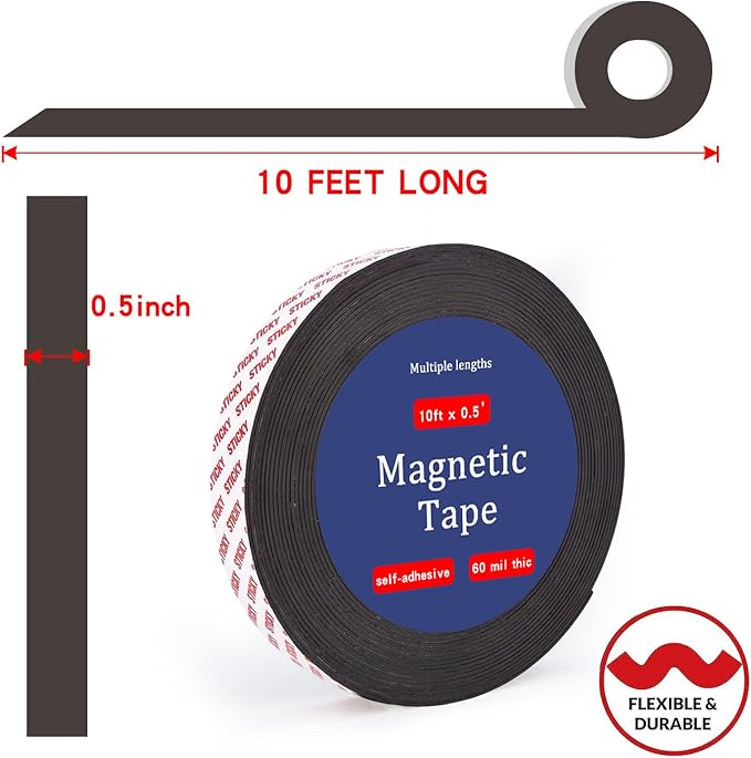 Towjug 10 Feet x1/2 in Magnetic Tape Strips Roll - Image 2