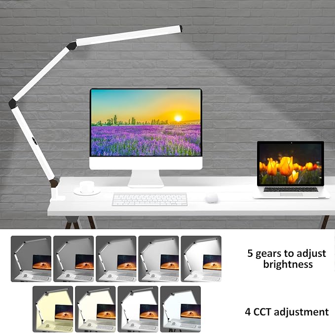 Micomlan LED Desk Lamp for Home Office, Architect Clamp Desk Lamp - Image 5
