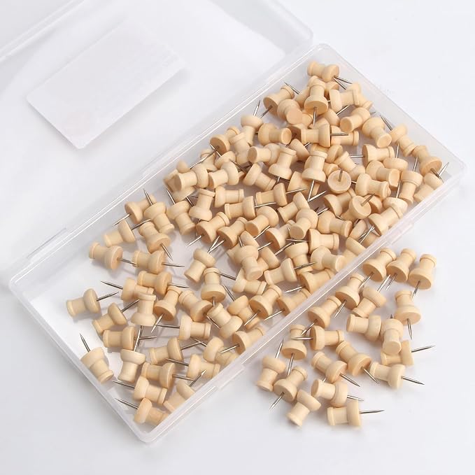 Wood Push Pins 120 Pcs, Decorative Wooden Thumb Tacks - Image 4