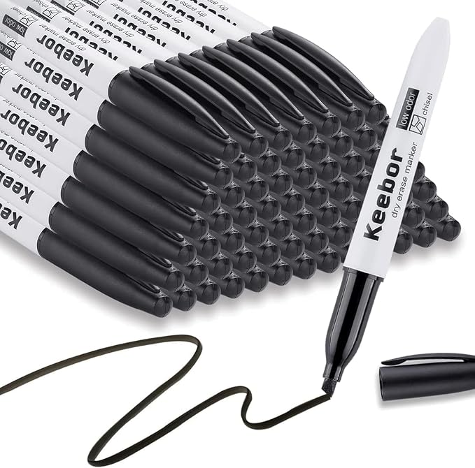 Keebor Dry Erase Markers Bulk, Chisel Tip, 72 Pack Low-odor Whiteboard Markers by Keebor