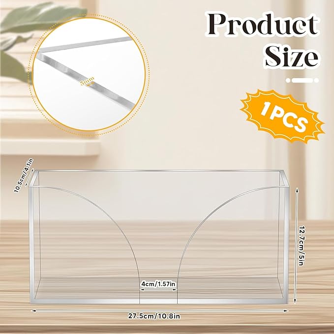 1PCS Paper Towel Holder, Acrylic, Clear, Minimalist, Countertop, Bathroom, Kitchen, Napkin Holder, Z-fold, C-fold, MultiFold Trifold-DeskLoop Office