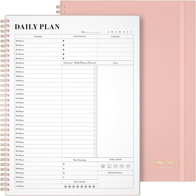 Asten Daily Planner with To Do List, Hourly Agenda, Spiral Notebook by AstenInc