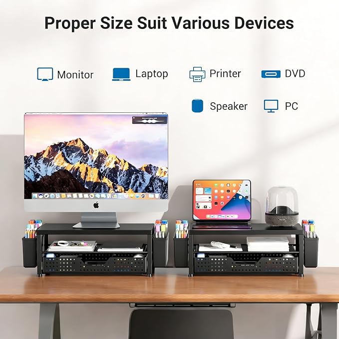 Monitor Riser, Laptop Stand for Desk, Office Desk Organizer and Accessories - Image 3