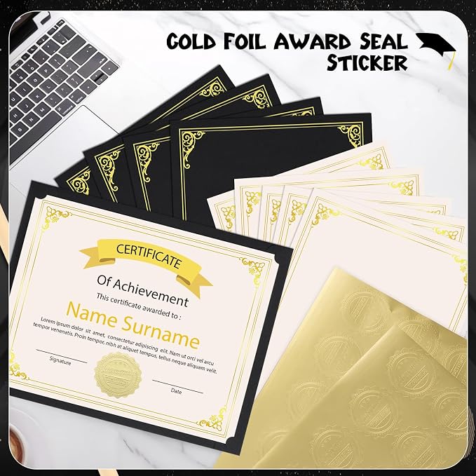 WSICSE 72 Pcs Certificate Kit, Includes 24 Pcs Black Certificate Holders & 24 - Image 5