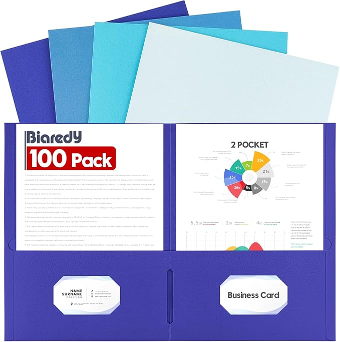 100 Pack 2 Pocket Folders, Letter Size 8.5" x 11" Folders by Unknown
