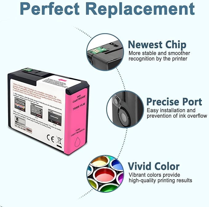 T850 Ink Cartridge T8506 T850600 Remanufactured Work for SureColor P800 (1-Pack, Vivid Light Magenta)-DeskLoop Office