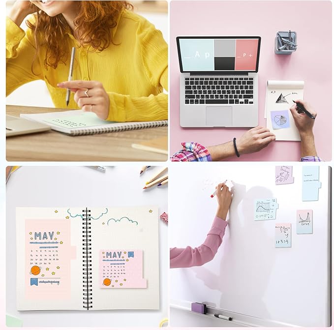 Hommie Sticky Notes Set Tabs 410 Pack Color Pads Divider Sticky Notes with Bookmark Index for School Supplies, 60 Ruled, 40 Per Dotted, 60 Per Rectangular, 6x25 Index Tabs-DeskLoop Office