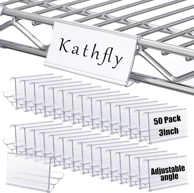 Kathfly 50 Pack Wire Shelf Label Holders Shelf Cable Tags by Kathfly